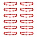 Set van 12 handgemaakte rood gevlochten koordarmbanden met handige verstelbare knopen - Handgevlochten (S26061305A) / Rood