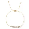 Bracelet cordon doré ajustable avec quatre pierres naturelles grises et perles d'or - B-B24100802C