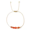 Bracelet minimaliste en cordon doré réglable avec quatre pierres naturelles orange poli - B-B24100802E