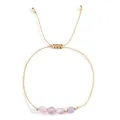 Bracelet cordon doré ajustable minimaliste avec perles en pierre naturelle violette - B-B24100802G