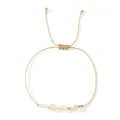 Bracelet à cordon doré réglable minimaliste avec pierres naturelles vert clair pour femme - B-B24100802A