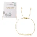 Bracelet minimaliste en cordon doré ajustable avec quatre perles en pierre naturelle et carte - Pack Carte Chakra (B-B24100802A-P) / Vert Clair (Look Préhnite)