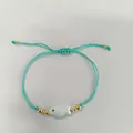Bracelet poisson tissé vert menthe avec perles dorées, bijoux style océan réglable - Style de Poisson Bleu Clair (B-B25081102H)