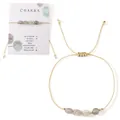 Bracelet ajustable en cordon doré avec pierres de labradorite et carte cadeau chakra - B-b24100802c-p