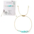 Bracelet ajustable en pierre naturelle turquoise avec cordon doré sur carte chakra. - B-b24100802d-p