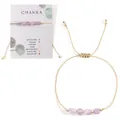 Bracelet ajustable fait main avec pierres naturelles violettes et perles dorées sur cordon - B-b24100802g-p