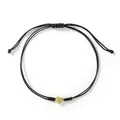 Minimalistisches schwarzes geflochtenes Armband mit kleinem goldenem Herz - Herz Stil (TDS-B24120401A) / Schwarz
