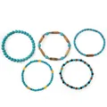 Set van 5 halfedelstenen kralenarmbanden met turkoois en jaspis kralen voor laagjes. - Blauw Turkoois Stijl (B-S26011401F) / 5 Stuks/Verpakking