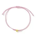 Delicate pink woven cord bracelet with a small gold heart charm, adjustable size - Heart Style (TDS-B24120401F) / Pink
