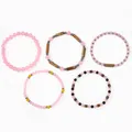 Set van 5 kralenarmbanden van halfedelsteen met rozenkwarts en jaspis om te stapelen. - Roze Rozenkwarts Stijl (B-S26011401G) / 5 Stuks/Verpakking