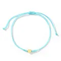 Handmade thin light blue braided cord bracelet featuring a polished gold heart charm - Heart Style (TDS-B24120401G) / Light Blue