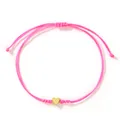 Delicate pink braided string bracelet featuring a small polished gold heart charm detail - Heart Style (TDS-B24120401H) / Rose Red