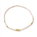 Bohemian beige rice bead bracelet with polished golden copper spherical bead accents - Beige Seed Beads Gold Accent Beads Style (FB-B25080403A)