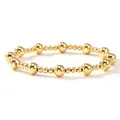 Elegant bohemian style golden copper bead bracelet with a polished metallic finish - Alternating Polished Metal Beads Style (JS-B250722602A)
