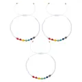 Set van 3 meerkleurige verstelbare geweven kralenarmbanden met natuurstenen - Witte Gevlochten Armband (B-S25112001B) / 3 Stuks/Verpakking