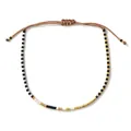 Handmade woven seed bead bracelet with gold accents and black and white color blocking - Single - Black White Gold Contrast Woven (FB-B210004B)