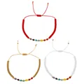 Verstelbare handgeweven armbanden met natuurstenen en gouden kralen in drie kleuren - Gemengde Basis Gevlochten Armband (B-S25112001D) / 3 Stuks/Verpakking