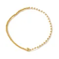 Handmade elastic bracelet with gold beads and white seed beads, minimalist style - Single - Gold White Patchwork Seed Bead (FG-B25080101B)