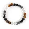 Handgemaakte herenarmband met kleurrijke kralen van tijgeroog en obsidiaan stenen. - Tijgeroog Obsidiaan Stijl(B-B24101602A)