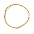 Minimalist handmade gold beaded bracelet with a large central focal bead for women - Single - Pure Gold Seed Bead Style (JS-B24030102E)