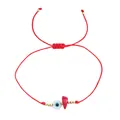 Handmade adjustable red string bracelet featuring evil eye bead and small golden beads - Evil Eye Style (C-B25103106A)