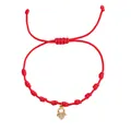 Handmade adjustable red string braided bracelet featuring a gold-toned Hamsa hand charm - Hamsa Hand Style (JS-B25103103A)
