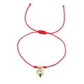 Adjustable red braided string bracelet featuring a gold heart pendant for daily wear - Heart Style 1 (JS-B25103105A)