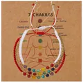 Set van drie verstelbare 7 chakra armbanden met natuursteen kralen en gouden accenten - Gemengde Basis met Chakrakaart (B-S25112001D-P) / 3 Stuks/Verpakking