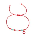 Handmade adjustable red string bracelet with evil eye charm and colorful faceted beads - Red Evil Eye Style (JS-B25103108A)