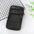 Slim dark brown synthetic leather phone waist bag with multiple zippers. - 16cm Vertical Style (6 Inch) / 6 Inch