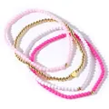 Set di quattro cavigliere eleganti con perle acriliche rosa e oro e ciondolo a cuore - Set da 4 Pezzi (QT-S24030101A)