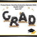 Large 55 inch standing black and gold star pattern GRAD foil balloon set for graduation - Black