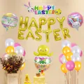 Set de globos de colores Felices Pascuas con letras doradas y decorado de pollito - Conjunto 2 (Letras Doradas Huevo de Pascua Pollito)