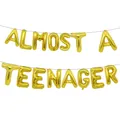 Gold 'Almost A Teenager' foil letter balloon set for 12th birthday party decoration - ALMOST A TEENAGER / 16" / Gold