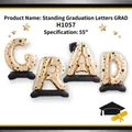 55 inch standing gold GRAD foil letter balloon set with black stars for graduation party - Gold
