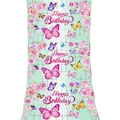 Mint green butterfly floral foil fringe curtain backdrop for happy birthday party decoration - English Green Butterfly (Happy Birthday)