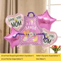 5-piece Mother's Day foil balloon set with pink hearts stars and apron Best Mom theme - Mother's Day Balloon Arrangement One