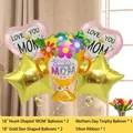Complete Mother's Day balloon bouquet set featuring heart, trophy, and star foil balloons - Mother's Day Balloon Arrangement Two