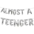 Silver metallic foil Almost a Teenager letter balloon banner for 13th birthday decoration - ALMOST A TEENAGER / 16" / Silver