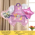 Festive Mother's Day balloon bouquet set featuring apron heart and star shaped foils - Mother's Day Balloon Arrangement Three