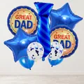 Blue Father's Day balloon set featuring Great Dad round foil and necktie balloons - Fathers Day Style 3 (Necktie Theme) / 9 Pcs Pack