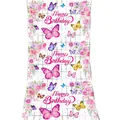 Colorful butterfly and rose floral Happy Birthday tinsel door fringe curtain 1x2m - English White Butterfly (Happy Birthday)