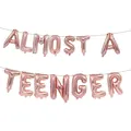 Rose gold 'ALMOST A TEENAGER' foil balloon banner set for birthday party decorations - ALMOST A TEENAGER / 16" / Rose Gold