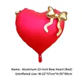 Large 22 inch red heart shaped foil balloon with elegant gold bow for romantic wedding decor - Bow Heart Style / Red (Gold Bow)