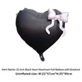 22 inch matte black heart-shaped foil balloon with light pink bow for wedding decoration - Bow Heart Style / Black (Pink Bow)
