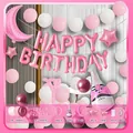 Kit de arco de globos de cumpleaños rosa y blanco con luna y estrellas - Tema Rosa (HY9720) / Juego de Cadena de Globos / Serie Rosa