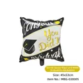 Square black and white graduation foil balloon with You Did It text for party decor - Square Black and White Graduation Cap (MBG-030005) / 45x53cm