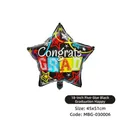 Globo de estrella negra de 18 pulgadas con Congrats GRAD para fiesta de graduación - Estrella Negra Feliz Graduación (MBG-030006)