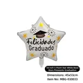 Globo de graduación blanco de estrella con texto Felicidades Graduado para fiesta - Graduación Estrella Blanca Estrellas Fuegos Artificiales (MBG-030033)