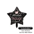 Globo de graduación de papel de aluminio negro con forma de estrella y texto en español - Graduación Estrella Negra Estrellas (MBG-030034)
